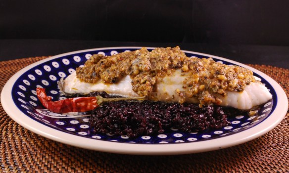 Rockfish with Spicy Bleu Cheese & Pine Nuts