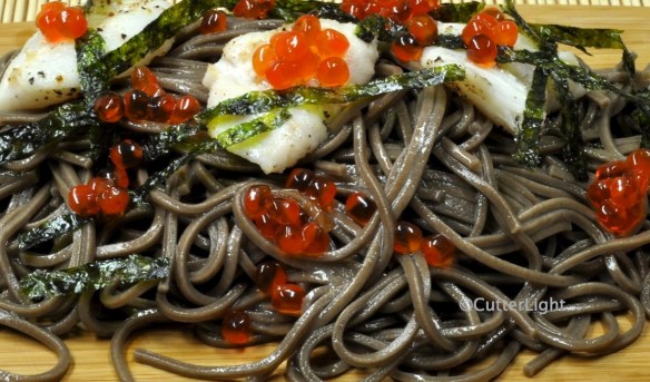 Buckwheat soba w seared scallops & ikura close_n