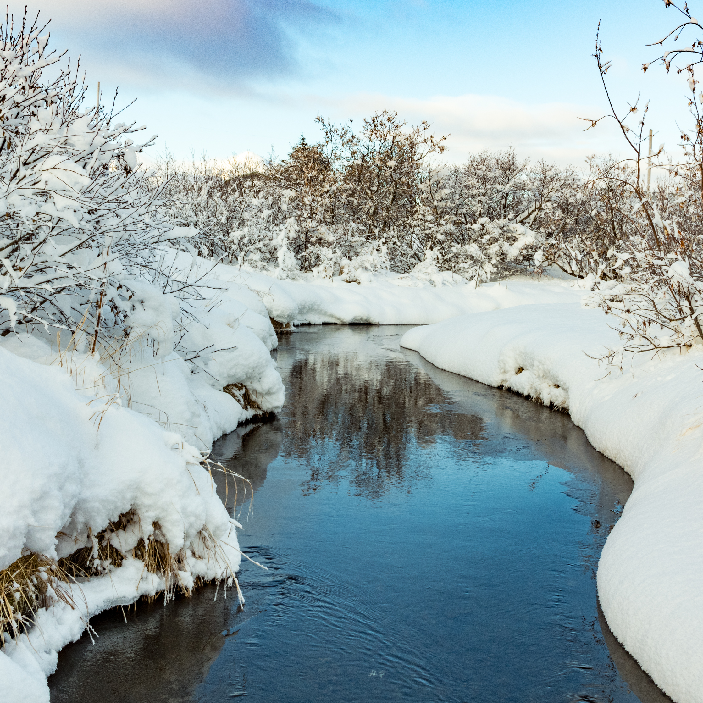 Chignik Lake Post Office Creek in Snow